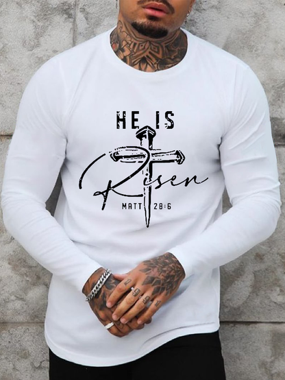 He Is Risen Jesus God Christian Cotton Long Sleeve T-Shirt
