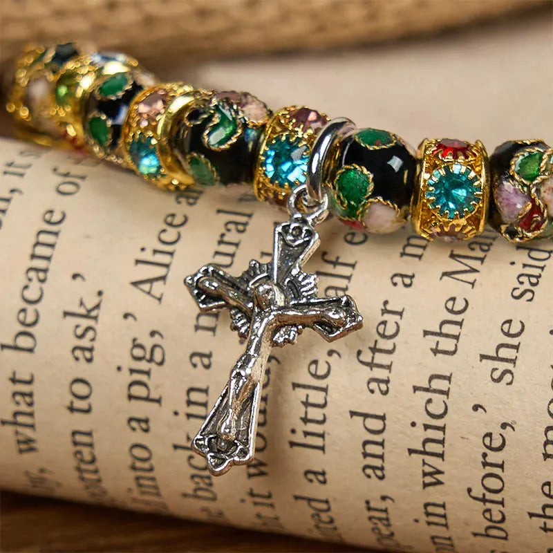 Handcrafted Cloisonné Beads Timeless Faith Bracelet A Testament of Christ's Presence