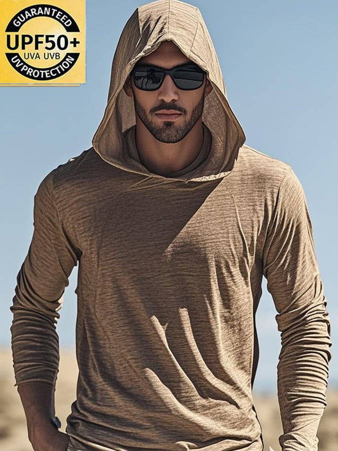 Men's Outdoor Sun Protection Cool Hooded Sun Protection Long Sleeve Top (Without mask)