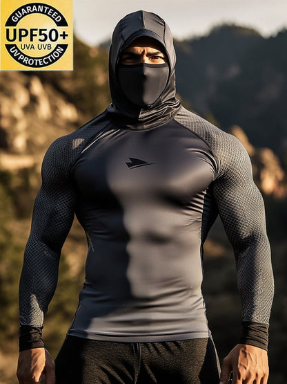Men's Outdoor Sun Protection Breathable Cool Hooded Sun Protection Long Sleeve Top