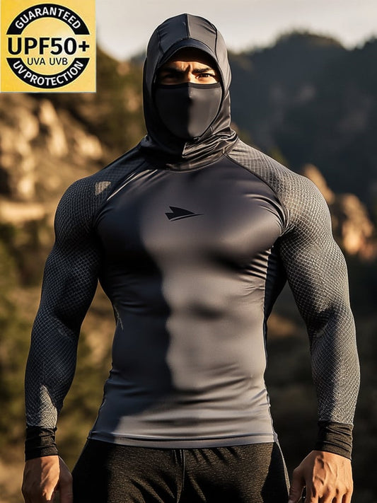 Men's Outdoor Sun Protection Breathable Cool Hooded Sun Protection Long Sleeve Top