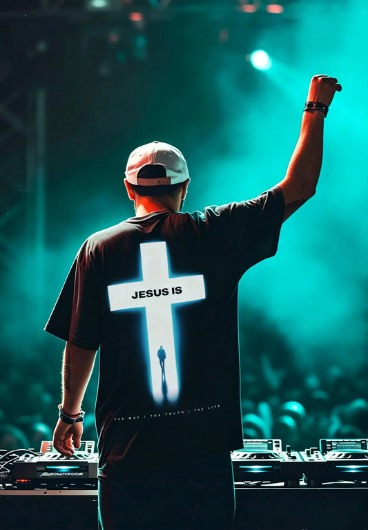 Jesus Is The Way Truth Life Glowing Cross Graphic Printed Men's T-shirt
