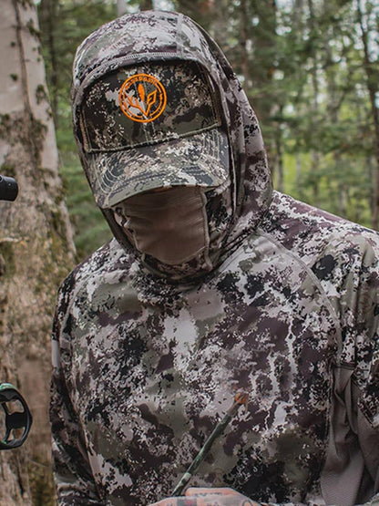 Men's Outdoor Sun Protection Breathable Cool Hunting Camouflage Mask Hooded Sun Protection Long-Sleeved Top
