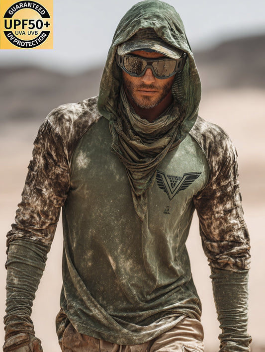 Men's Full Face Hooded Long Sleeve Sun Shield Shirt