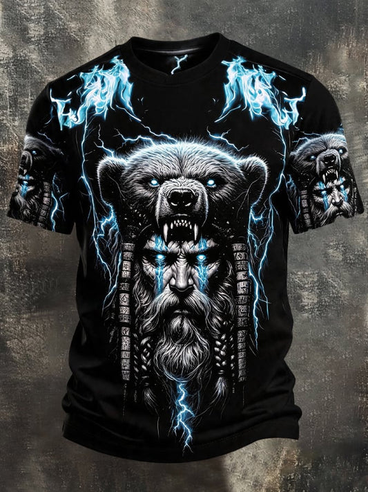 Men's Vintage Viking-Print T-Shirt