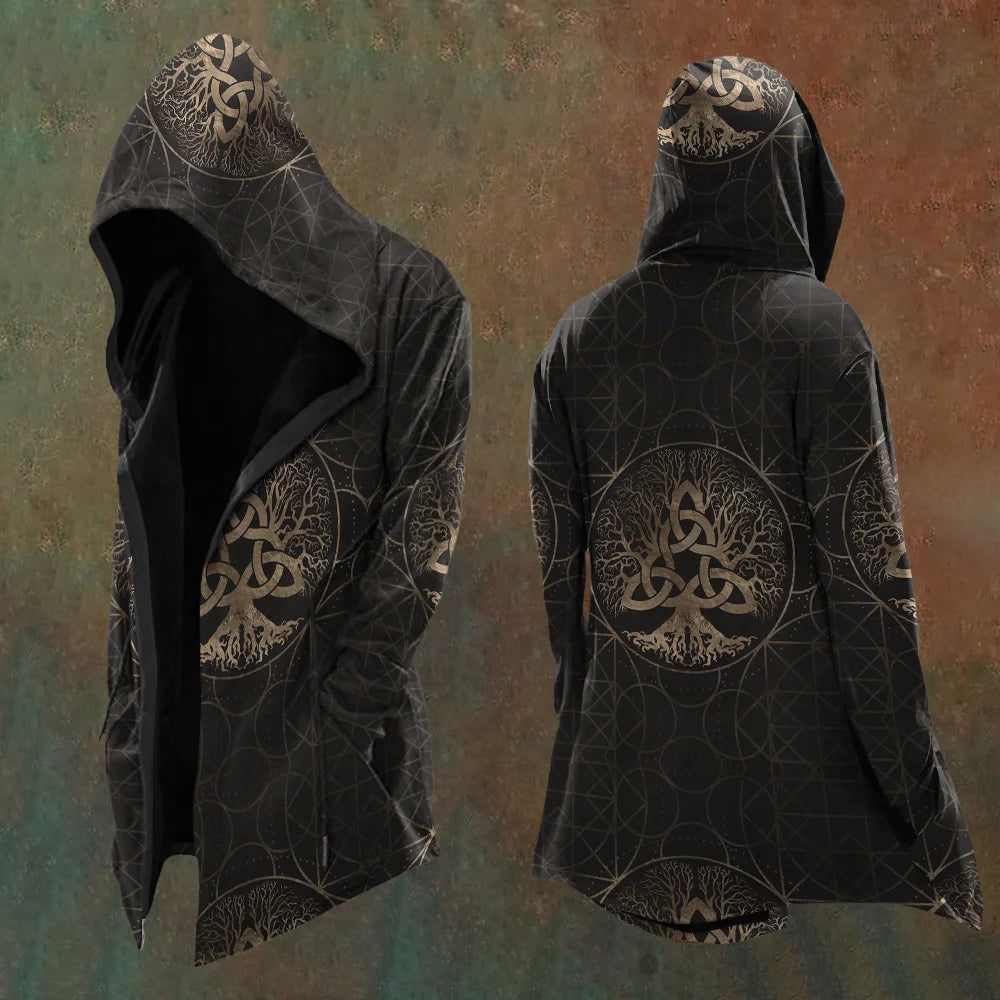 Men's Viking Mythology Tribal Tree Of Life Celtic Knot Hooded Jacket