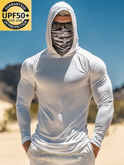 Men's Outdoor Sun Protection Breathable Cool Hooded Sun Protection Long Sleeve Top