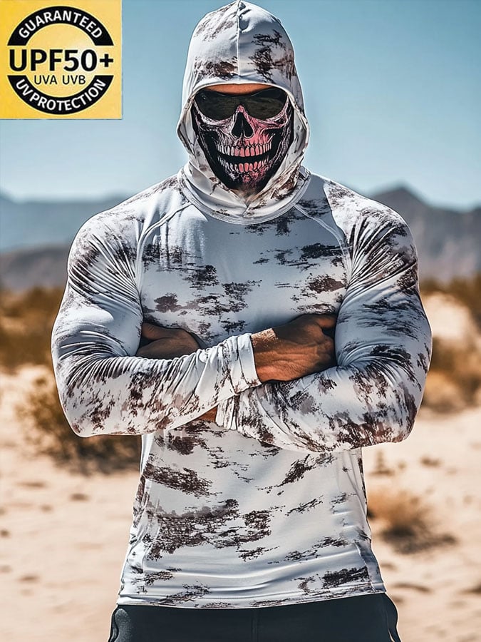 Men's Outdoor Sun Protection Breathable Cool Hooded Sun Protection Long Sleeve Top