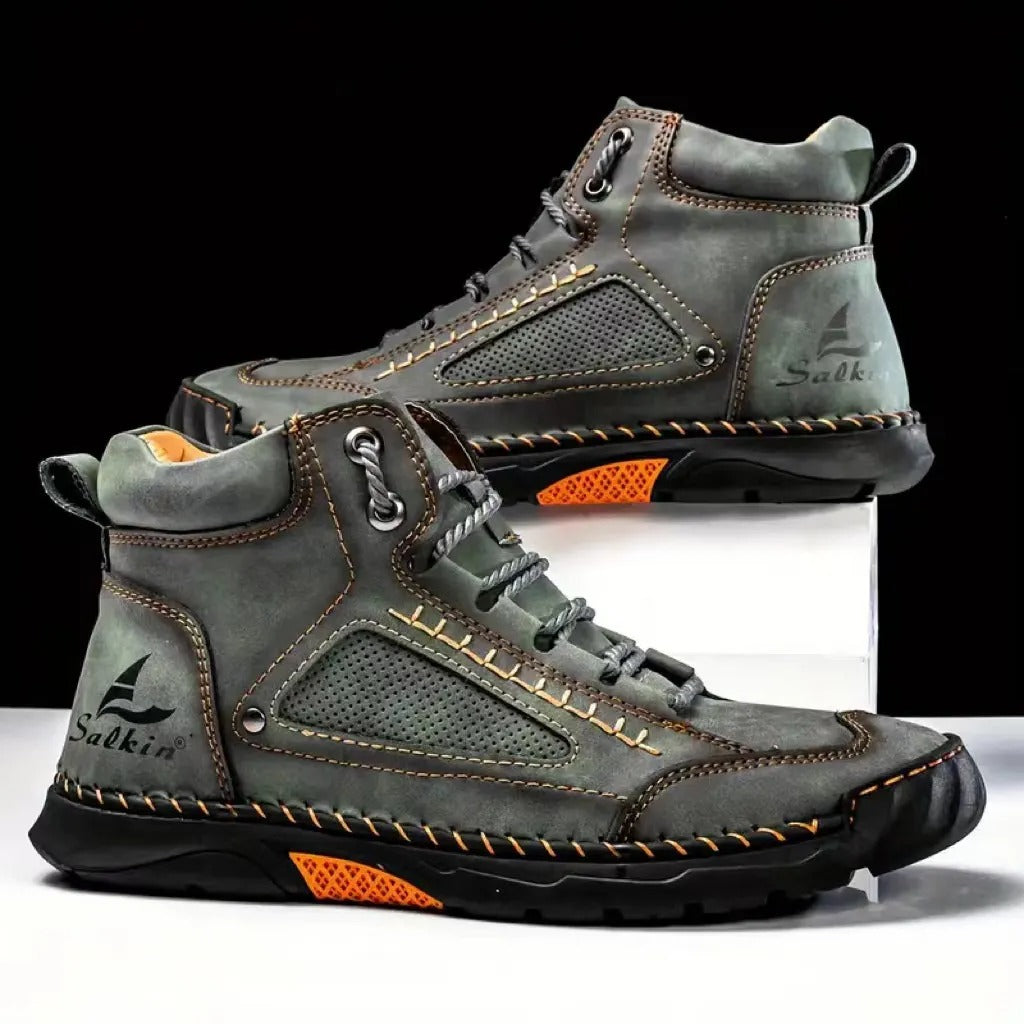BIG SALE LIMITED STOCK! Men's Comfortable Handmade Leather Boots – Waterproof, Arch Support, Pressure Relief, Spacious Toe Box Outdoor Leather Shoes