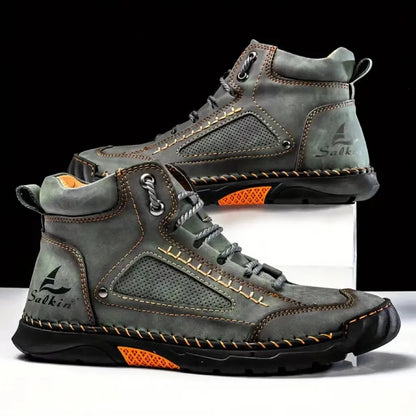 BIG SALE LIMITED STOCK! Men's Comfortable Handmade Leather Boots – Waterproof, Arch Support, Pressure Relief, Spacious Toe Box Outdoor Leather Shoes