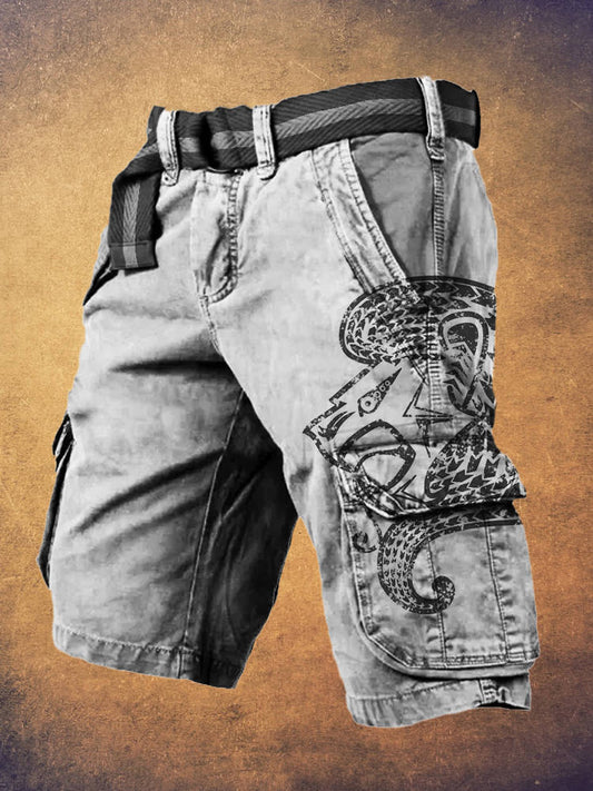 Viking Longship Prow Beast Lion Men's Cargo Shorts