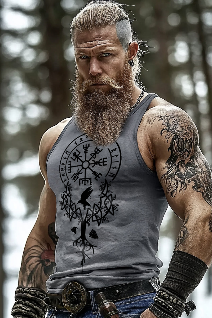 Viking Valhalla Tattoo Design Rune Print Vest
