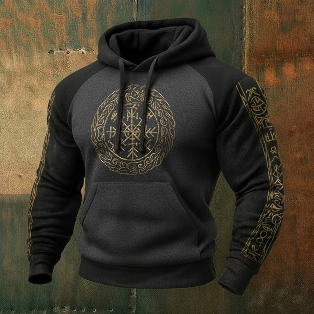 Nordic Viking Style Vegvísir Tree Of Life Casual Long-Sleeve Hoodie