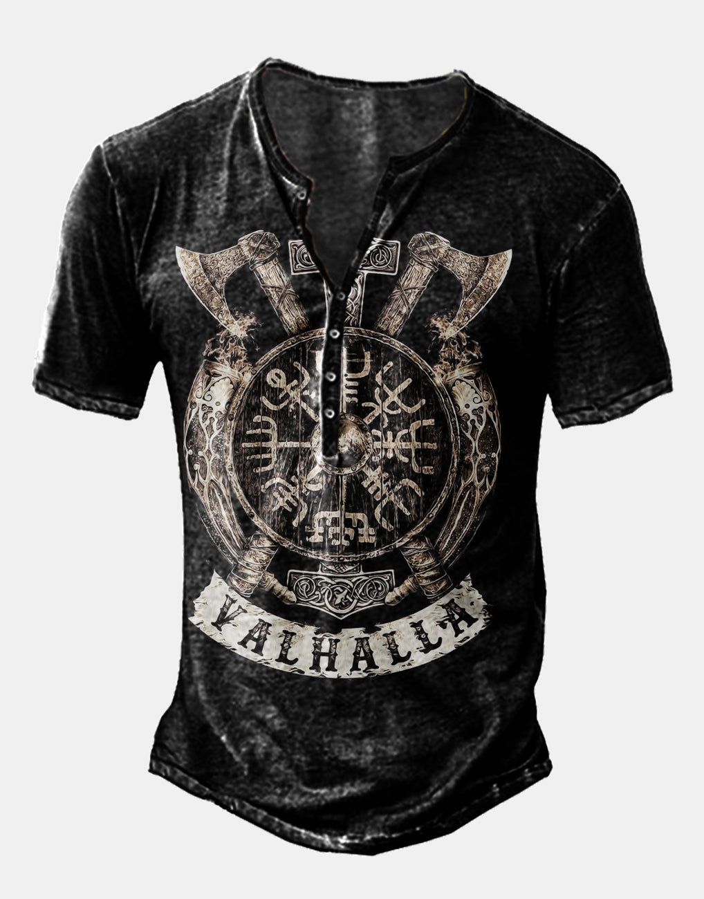 Men's Printed Short Sleeve Henley T-Shirt