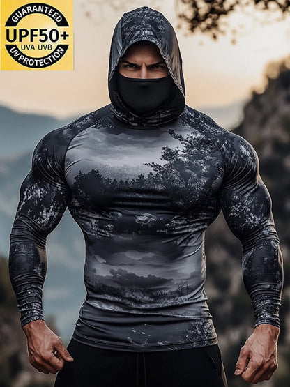 Men's Outdoor Sun Protection Breathable Cool Hooded Sun Protection Long Sleeve Top