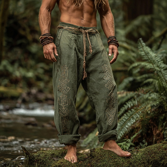 Men's Viking Bohemian Vintage Tribal Ethnic Totem Casual Pants