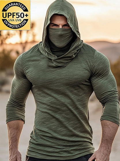Men's Outdoor Sun Protection Breathable Cool Hooded Sun Protection Long Sleeve Top