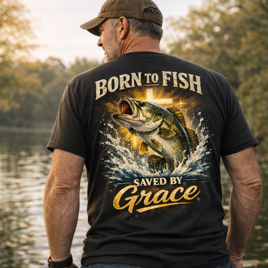 Born To Fish Saved By Grace T-Shirt