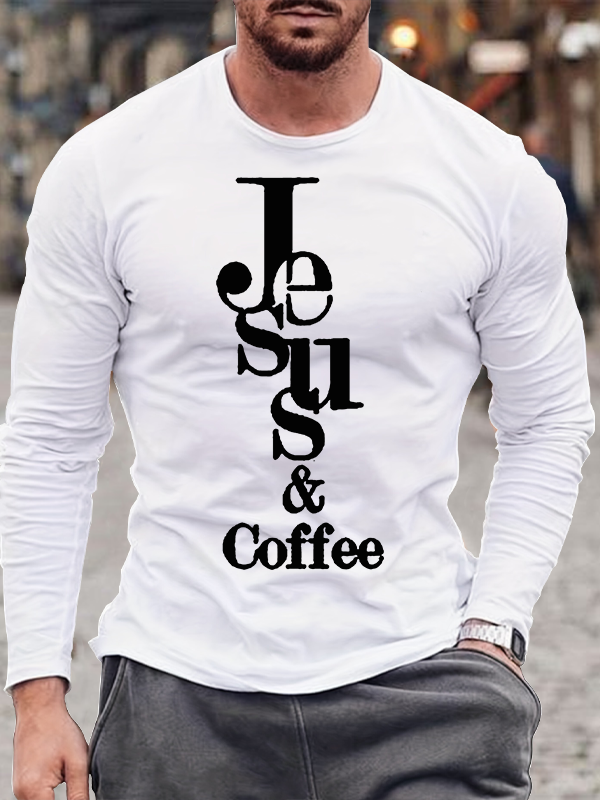Jesus Cross Print Long Sleeve T-Shirt