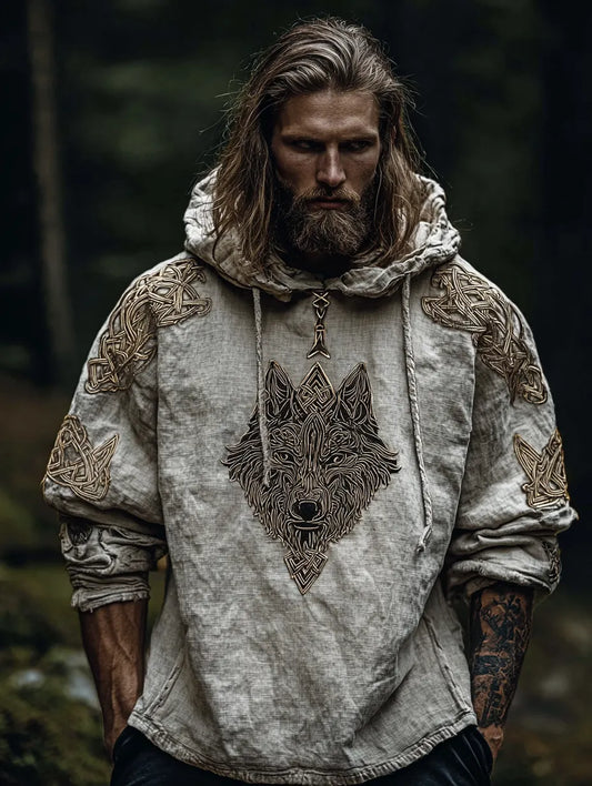 Viking Style Inspired Celtic Fenrir Wolf Totem Printed Unisex Casual Hoodie