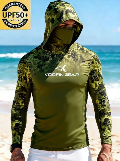 Men's Outdoor Sun Protection Breathable Cool Hooded Sun Protection Long-Sleeved Top