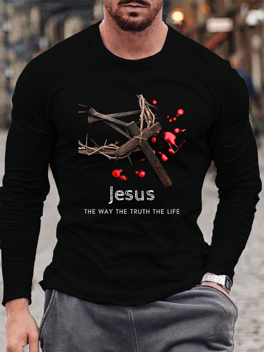Jesus The Way The Truth The Life Cotton Long Sleeve T-Shirt