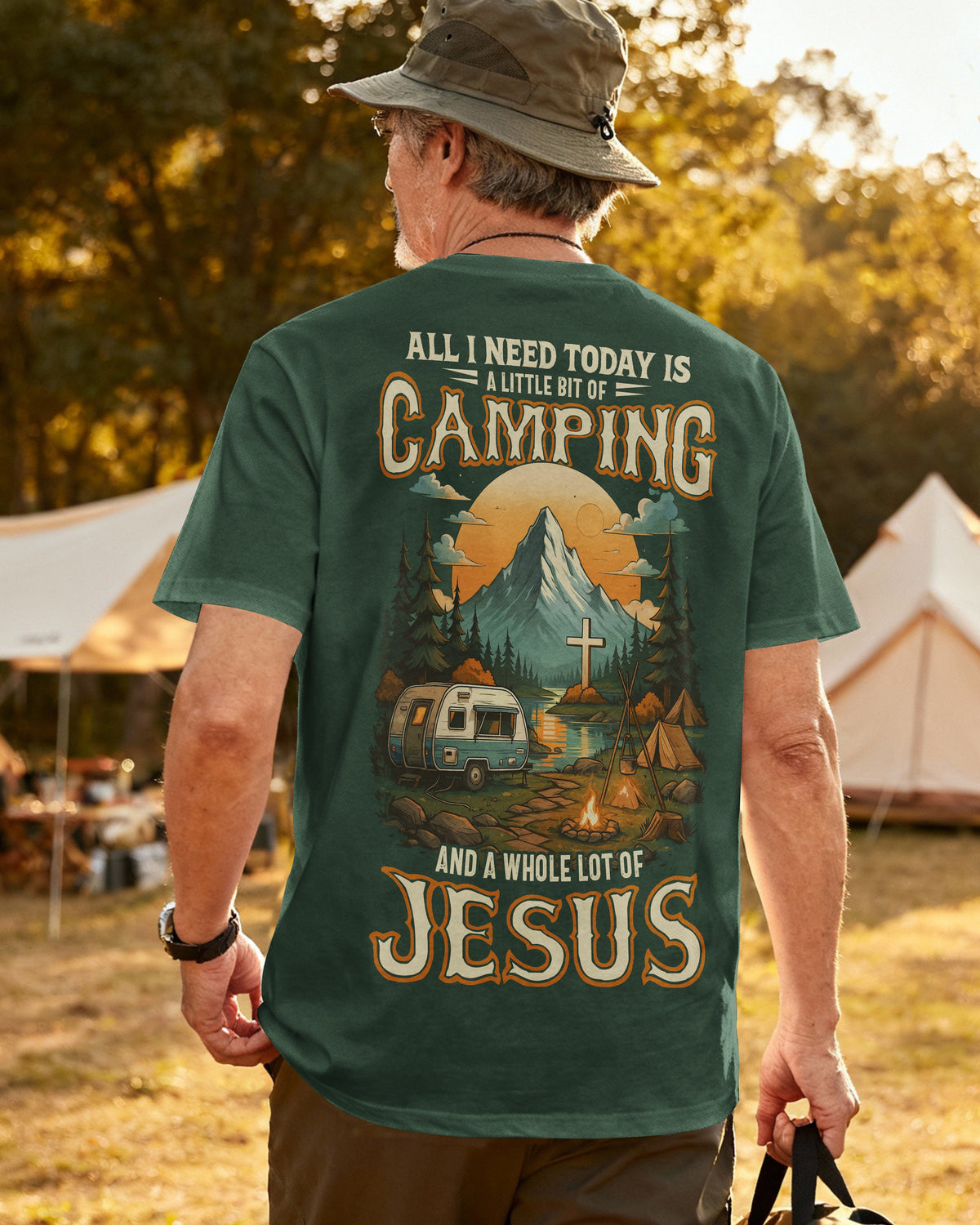 All I Need Today Is A Little Bit Of Camping All Over Print T-Shirt