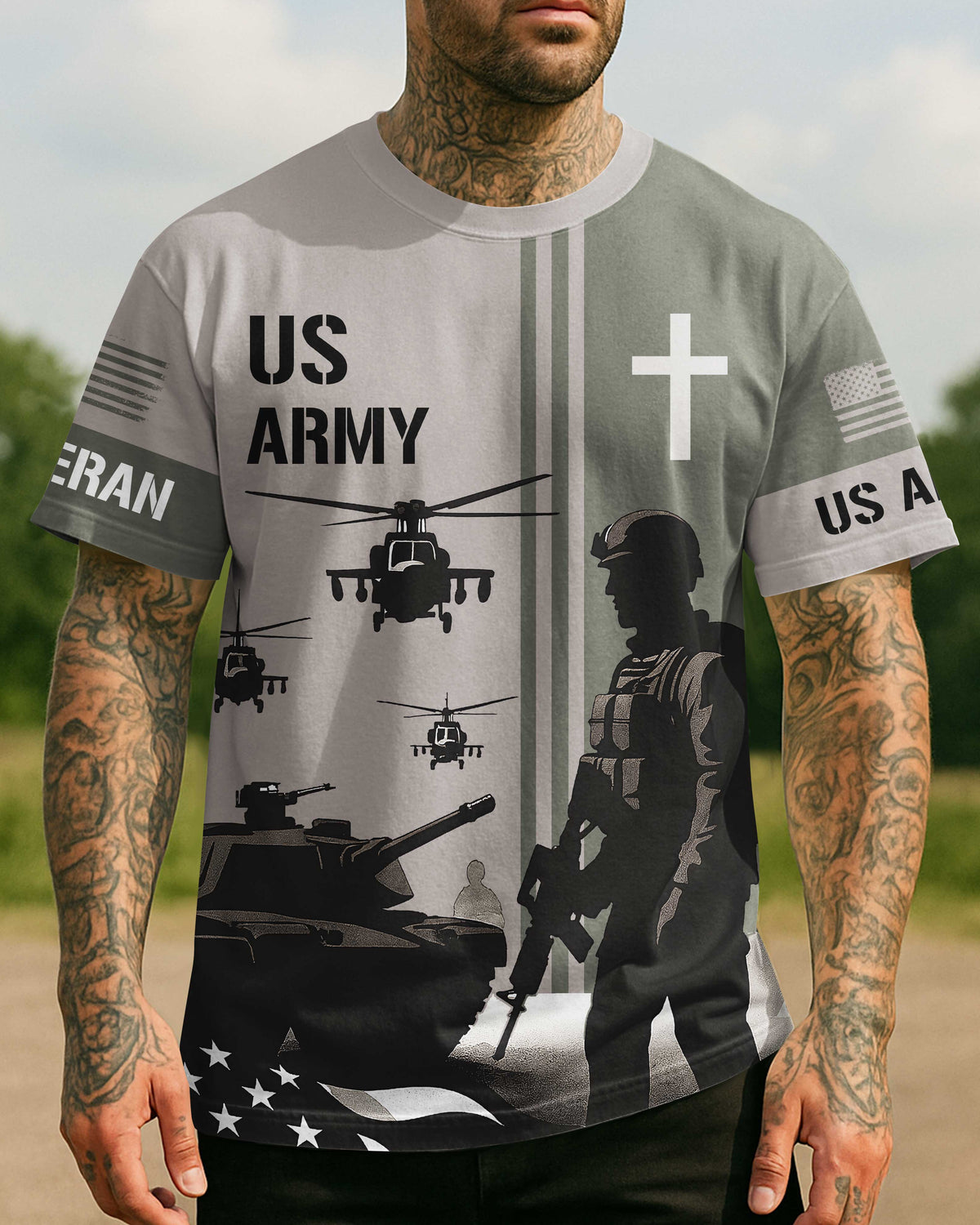 Army Built My Body All Over Print T-Shirt