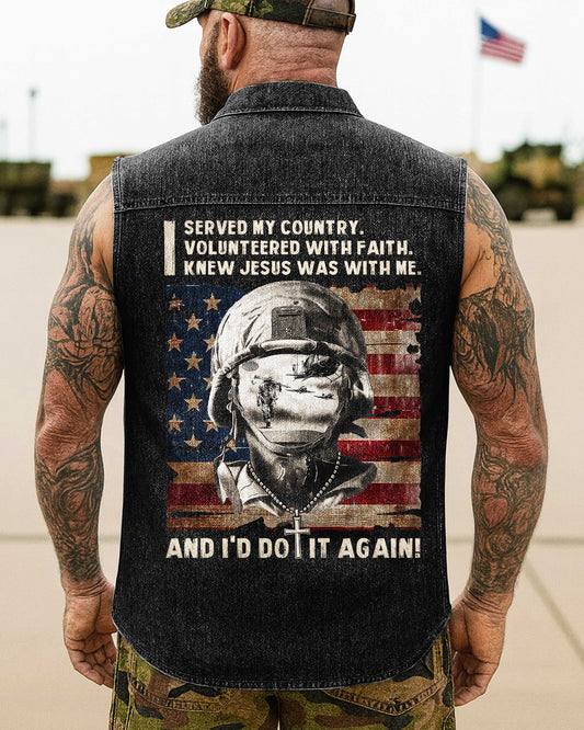 I Served My Country Denim Sleevesless T-Shirt