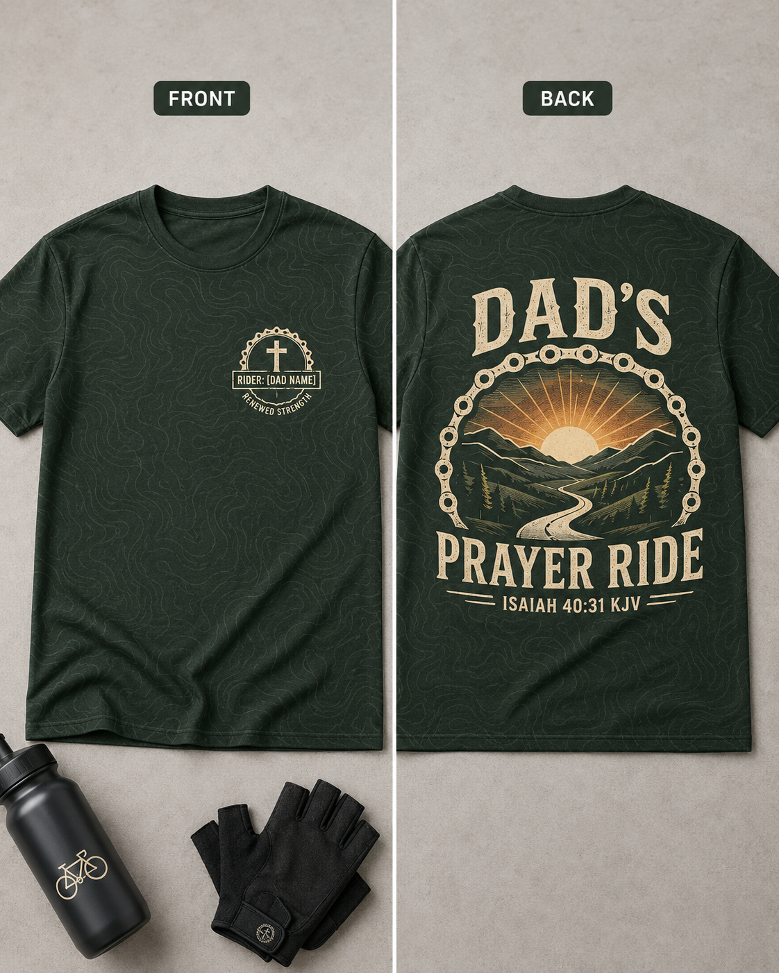 Christian Shirt For Dad Cycling AOP T-shirt Personalized Prayer Ride Isaiah 40:31 Gift
