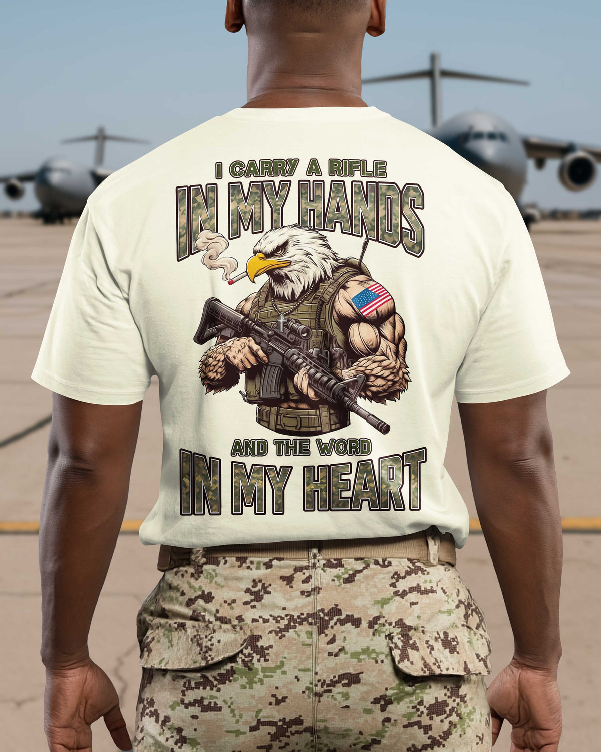 I Carry A Rifle In My Hands And The Word In My Heart T-Shirt