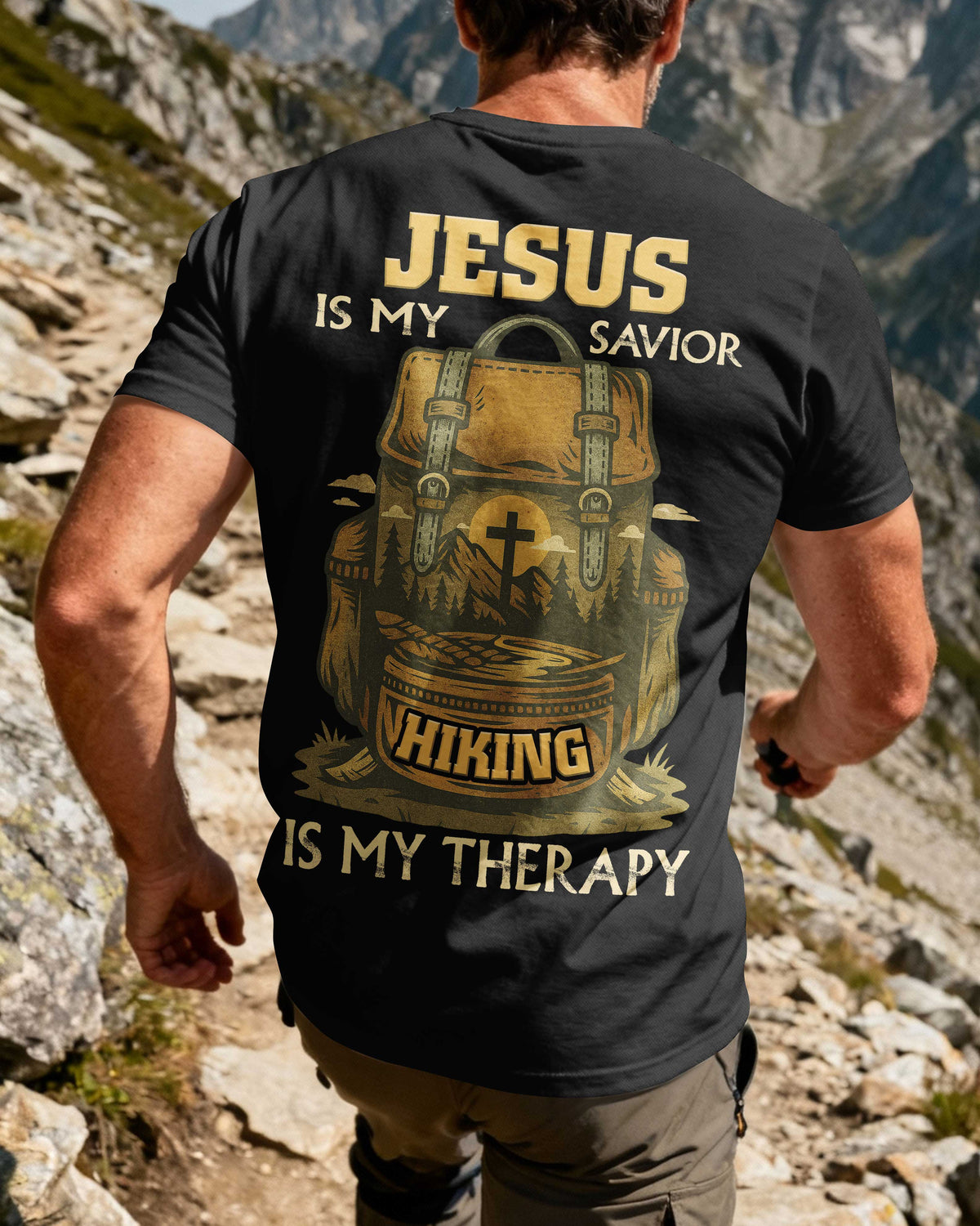 Jesus Is My Savior Hiking Is My Therapy T-Shirt