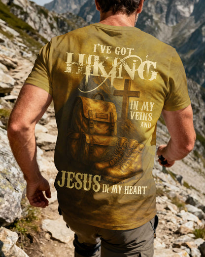 I've Got Hiking In My Veins And Jesus In My Heart All Over Print T-Shirt