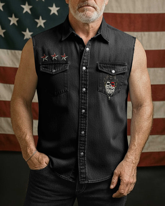 My Faith Is Stronger Than My Battles Sleevesless Denim T-Shirt