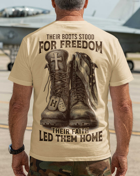 Their Boots Stood For Freedom Their Faith Led Them Home T-Shirt