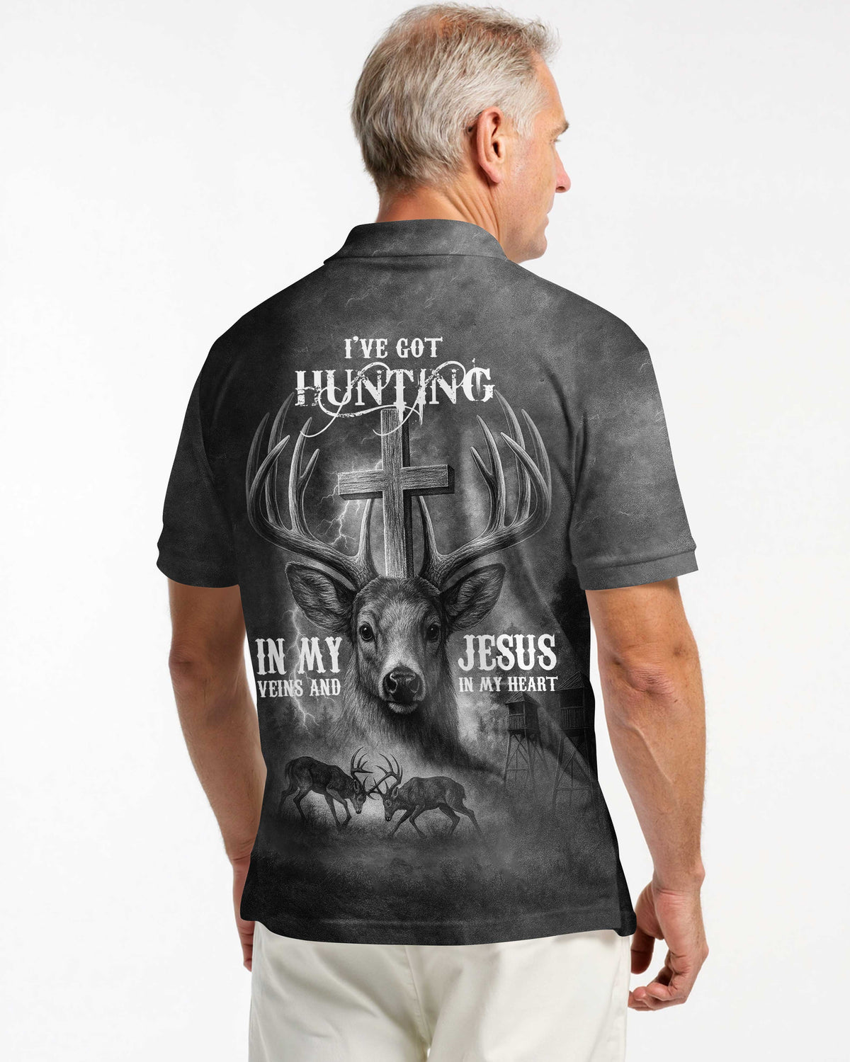 I've Got Hunting In My Veins And Jesus In My Heart Black T-Shirt