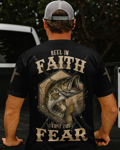 Reel In Faith Cast Out Fear All Over Print T-Shirt