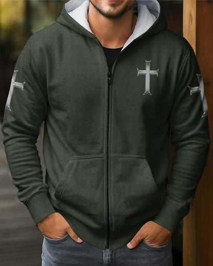 Trained By The Corps Redeemed By The Cross Zip Hoodie