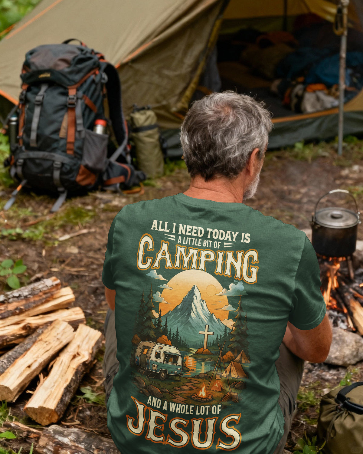 All I Need Today Is A Little Bit Of Camping All Over Print T-Shirt