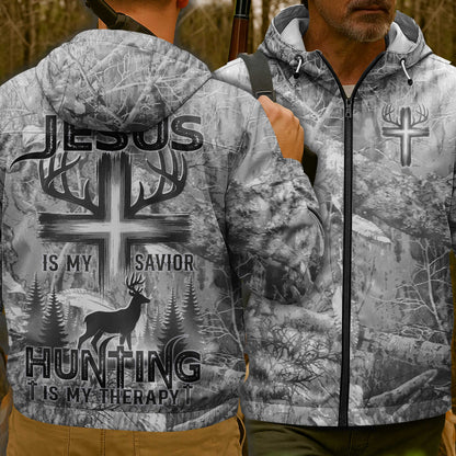 Custom Jesus is my savior Hunting is my therapy All Over Print Outdoor Jacket