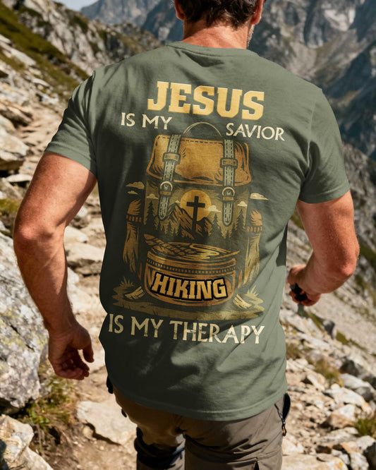 Jesus Is My Savior Hiking Is My Therapy T-Shirt