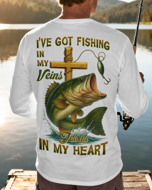 I've Got Fishing In My Veins Jesus In My Heart Long Sleeves T-Shirt