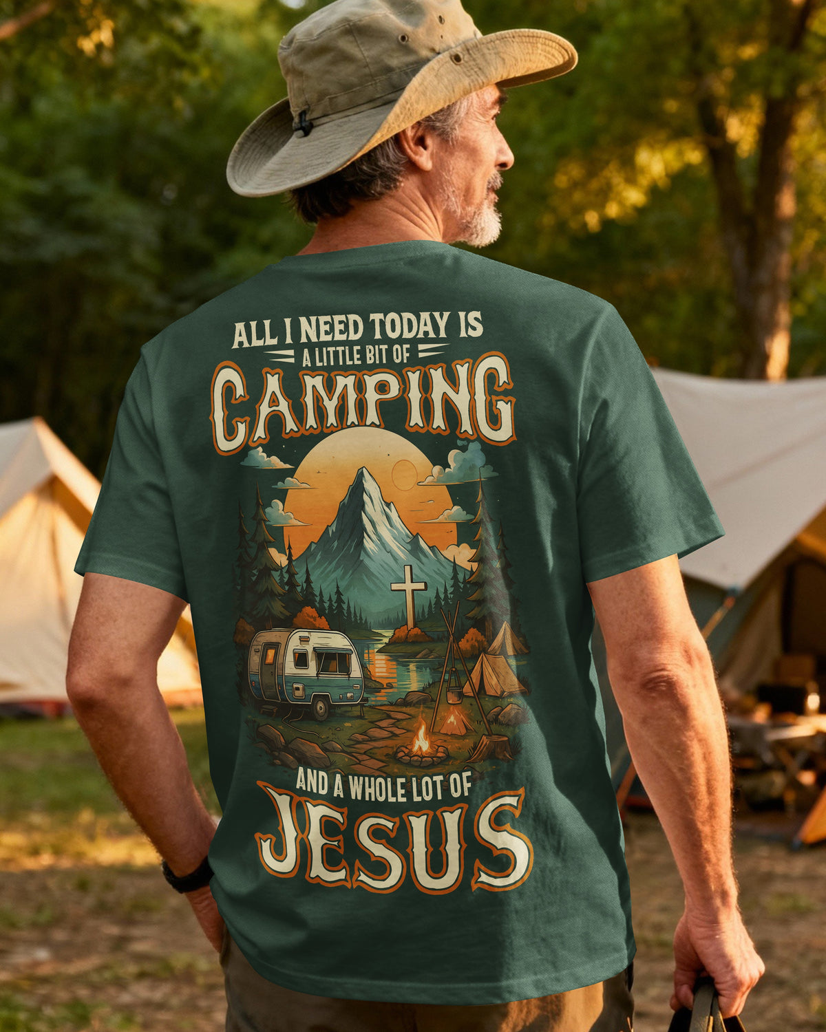 All I Need Today Is A Little Bit Of Camping All Over Print T-Shirt