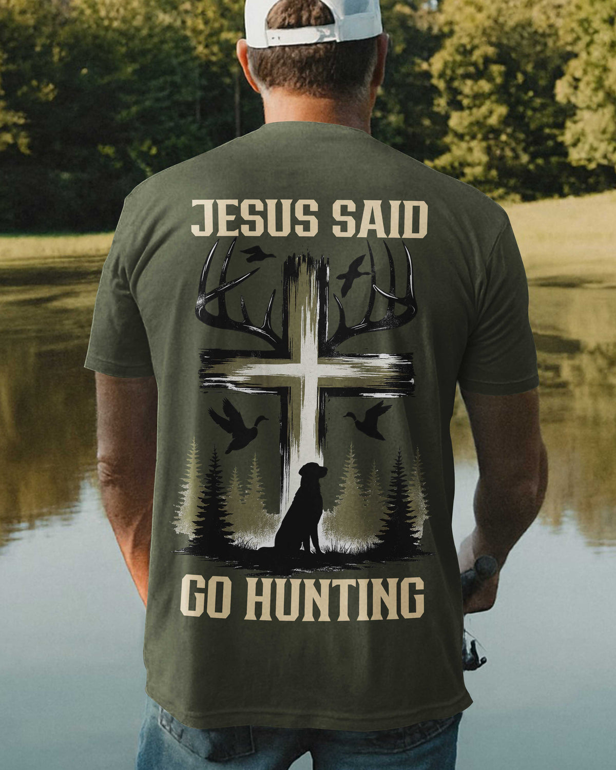 Jesus Said Go Hunting All Over Print T-Shirt