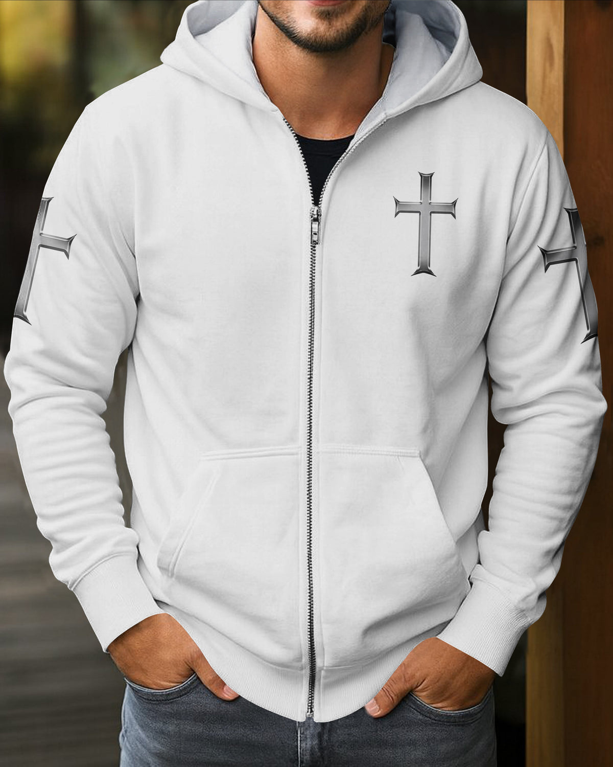 Trained By The Corps Redeemed By The Cross Zip Hoodie