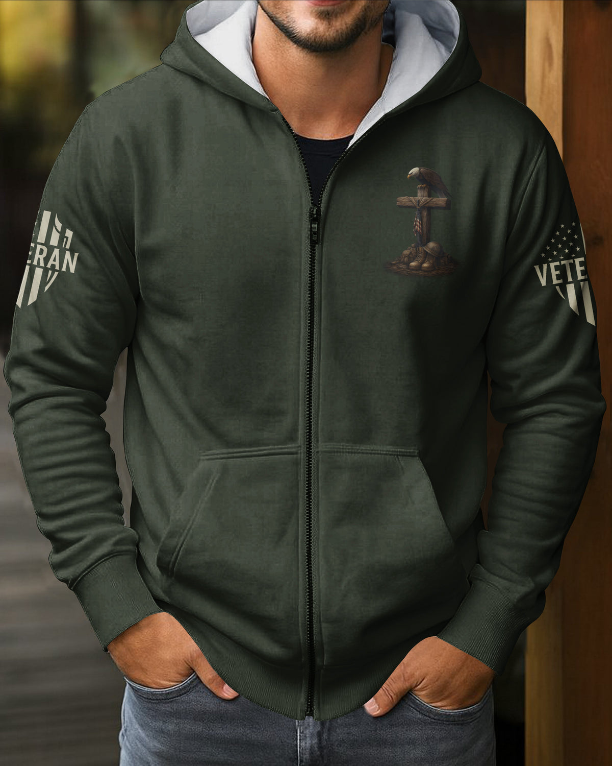 Veteran By Duty Christian By Choice Zip Hoodie