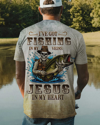 I've Got Fishing In My Veins Jesus In My Heart All Over Print T-Shirt