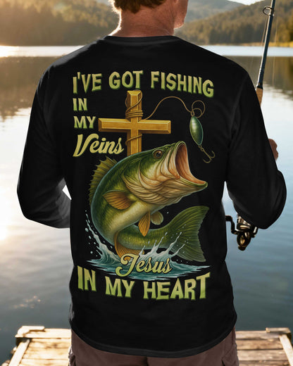 I've Got Fishing In My Veins Jesus In My Heart Long Sleeves T-Shirt
