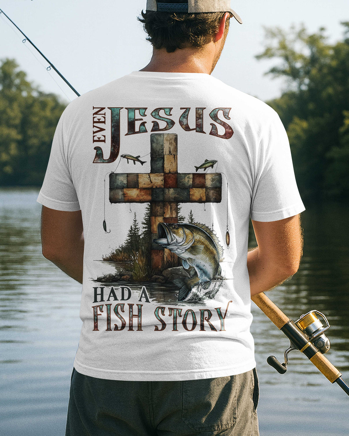 Even Jesus Had A Fish Story All Over Print T-Shirt