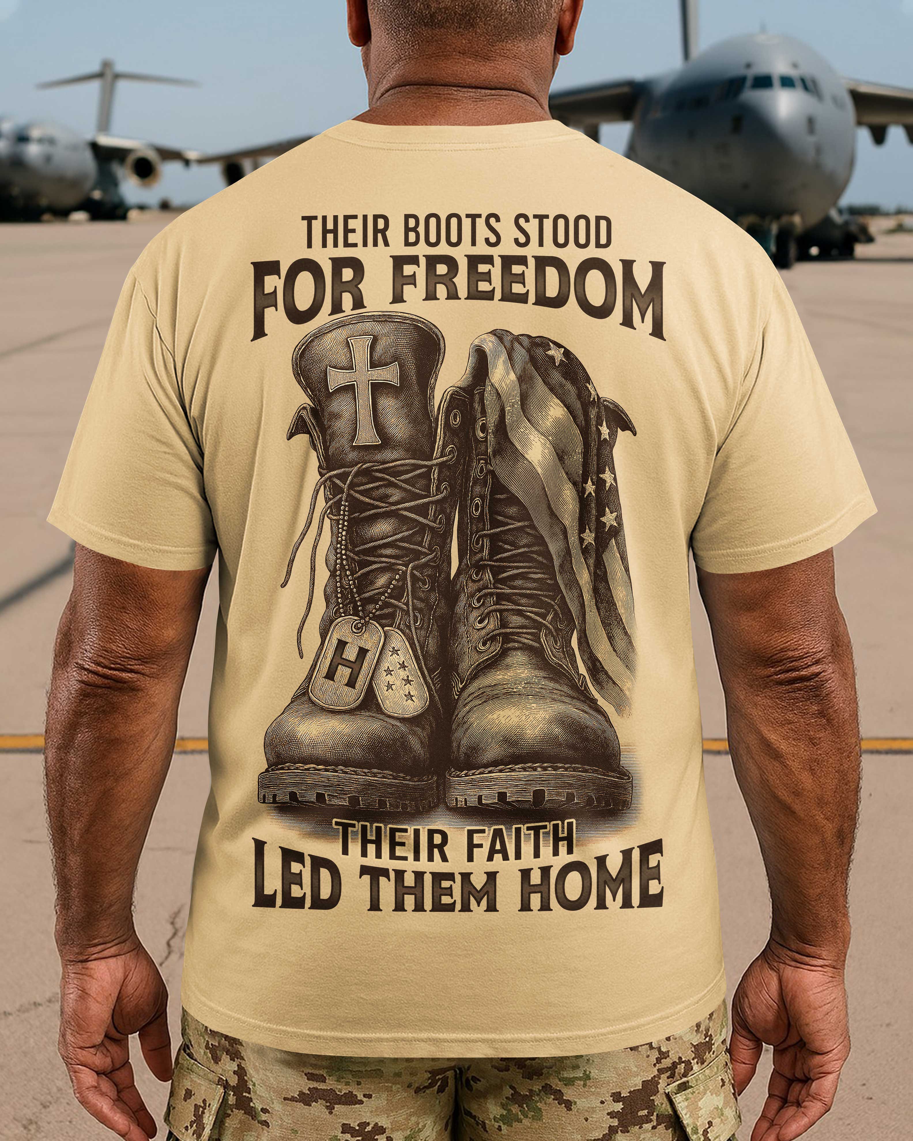 Their Boots Stood For Freedom Their Faith Led Them Home T-Shirt